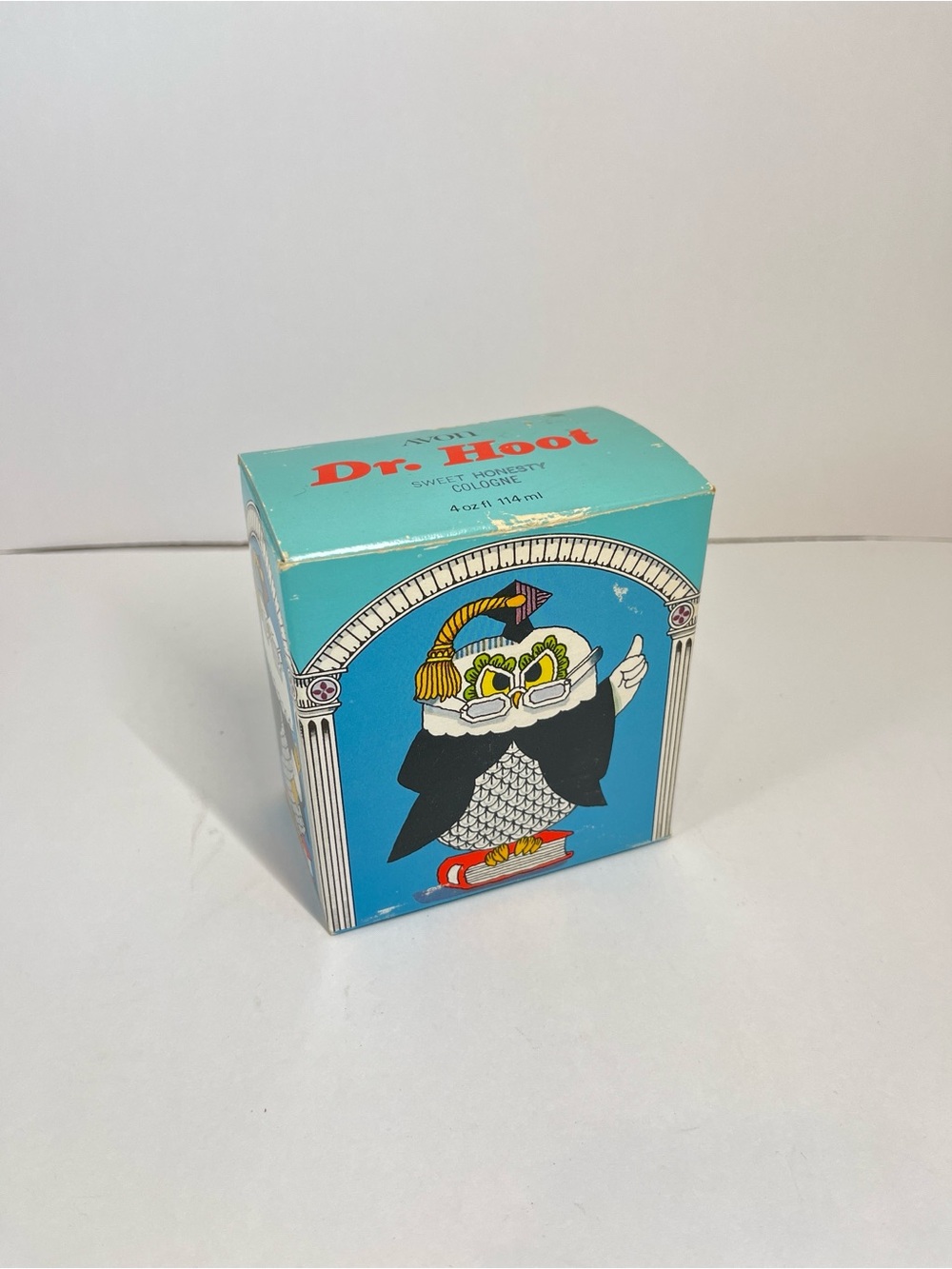 Vintage AVON Dr. Hoot Owl Sweet Honesty Cologne Graduation Decanter Milk Glass